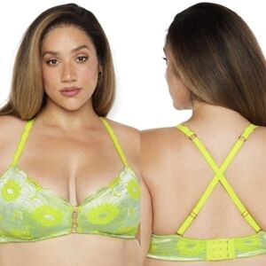 NWT Sold Out Savage X Fenty Bra XL Perfect Poppies Unlined Lace Demi Bra Neon